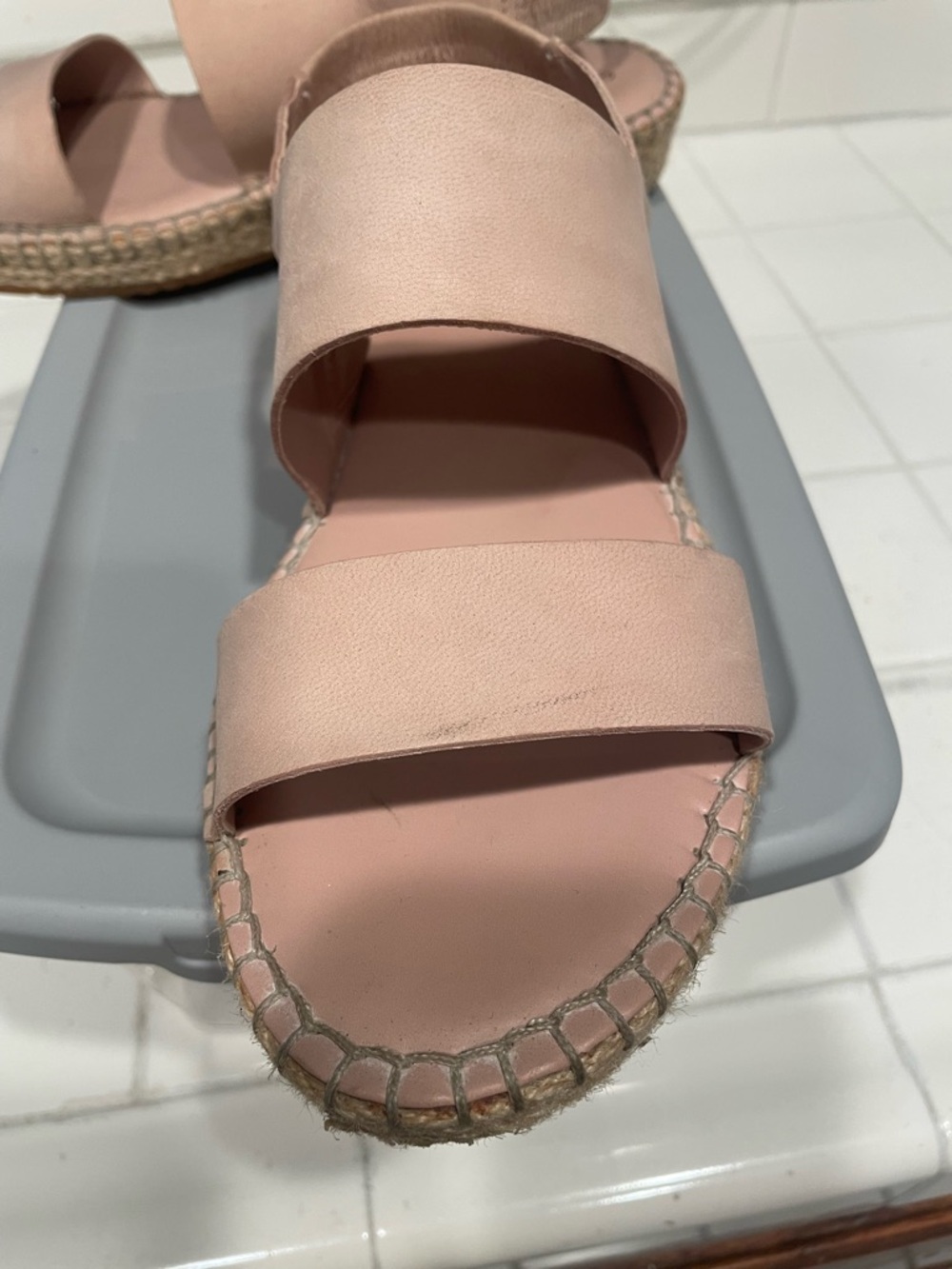 Cole Haan Zero Grand Mahogany Rose Leather Espadrille Slide Sandals 8-1/2B